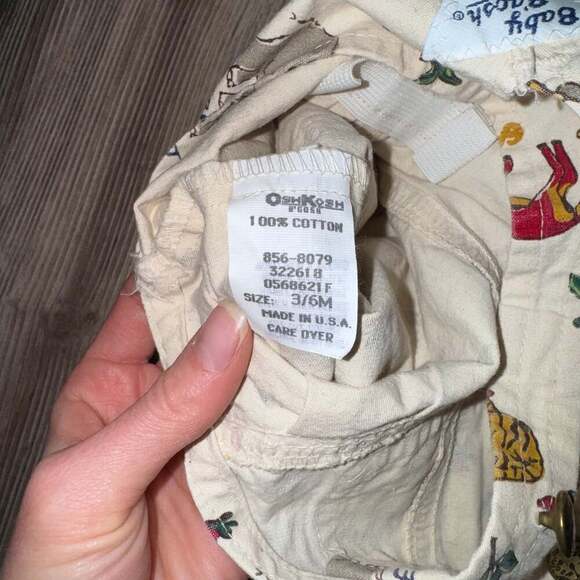 Oshkosh b’ Gosh Vintage Rare Vestbak Safari print Overalls size 3-6 Months - Picture 4 of 7